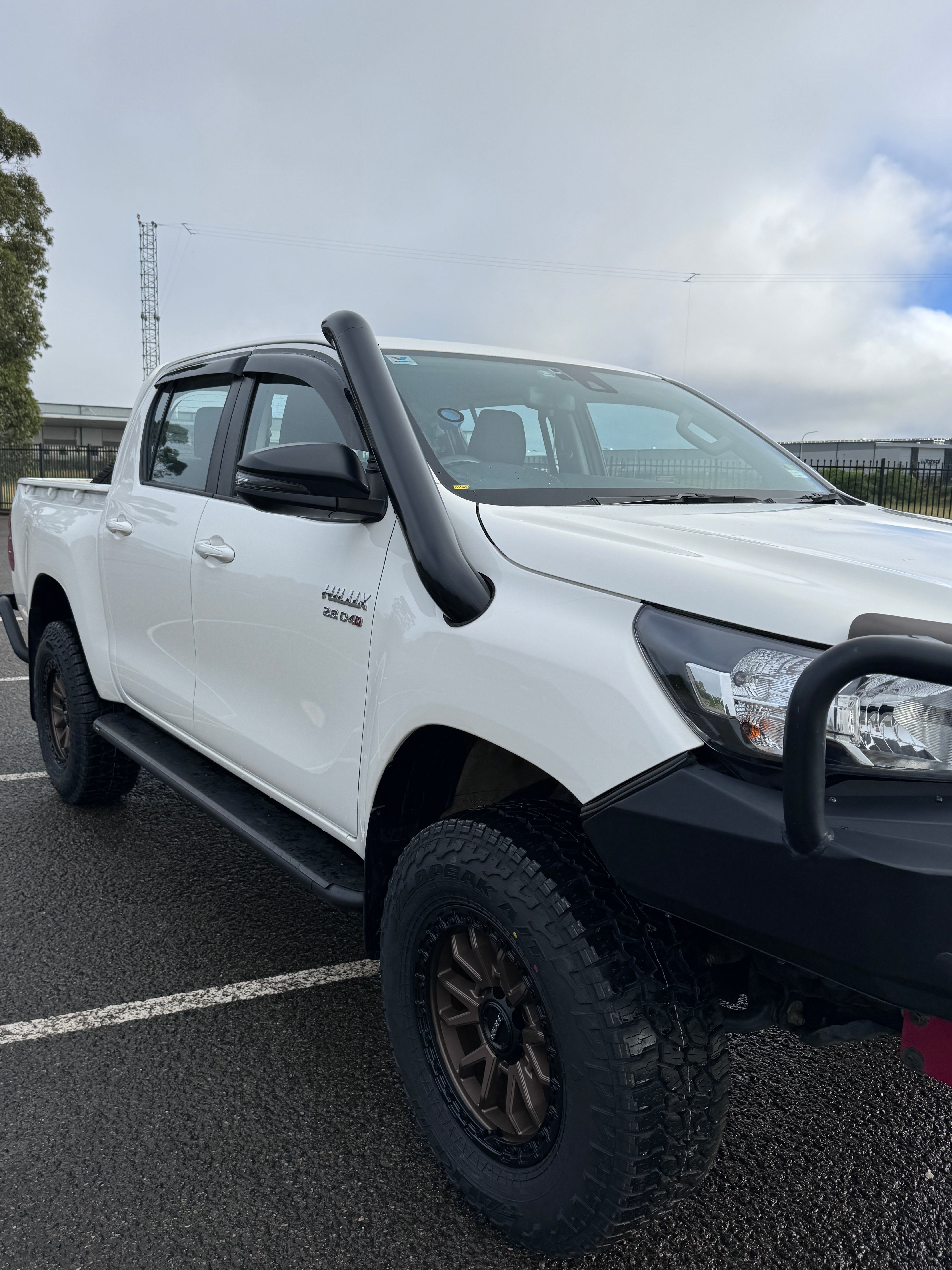 Roar 4x4 Stainless Steel Snorkel - Toyota Hilux N80 Series 4″ Stainless Steel Snorkel Short Entry - Installed View