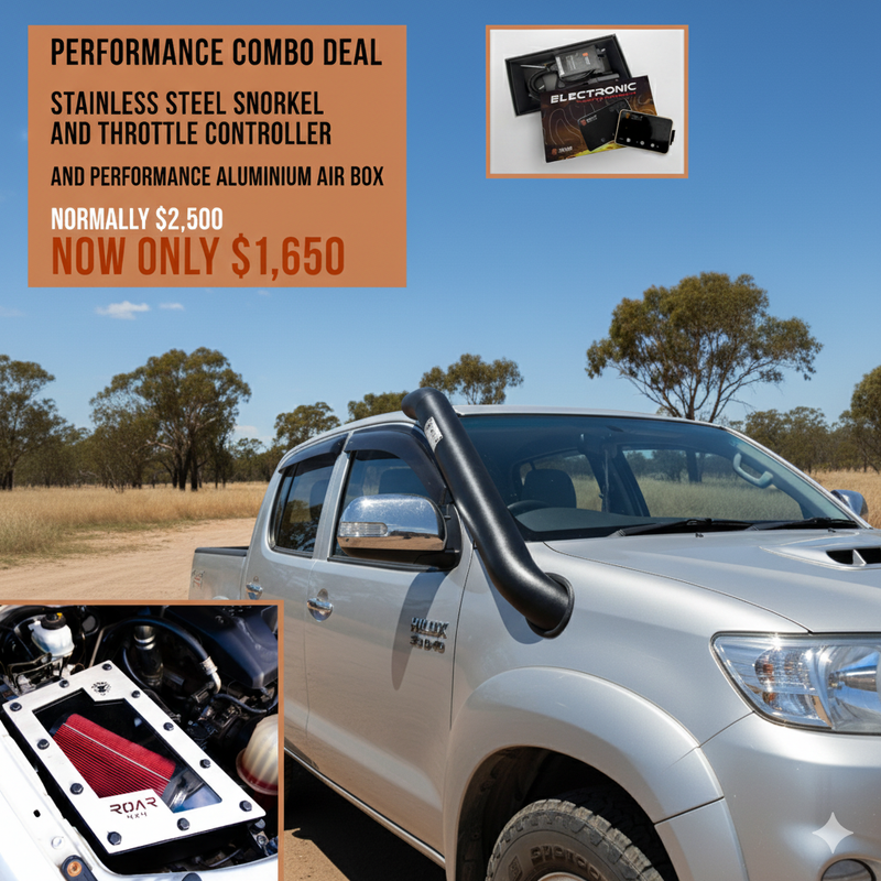 Roar 4x4 Throttle Controller for Toyota Hilux N70 Airbox + 4" Snorkel + Throttle Controller Combo (2005–2015) - Front View
