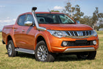 Orange Mitsubishi Triton MQ with stainless Roar 4x4 snorkel fitted