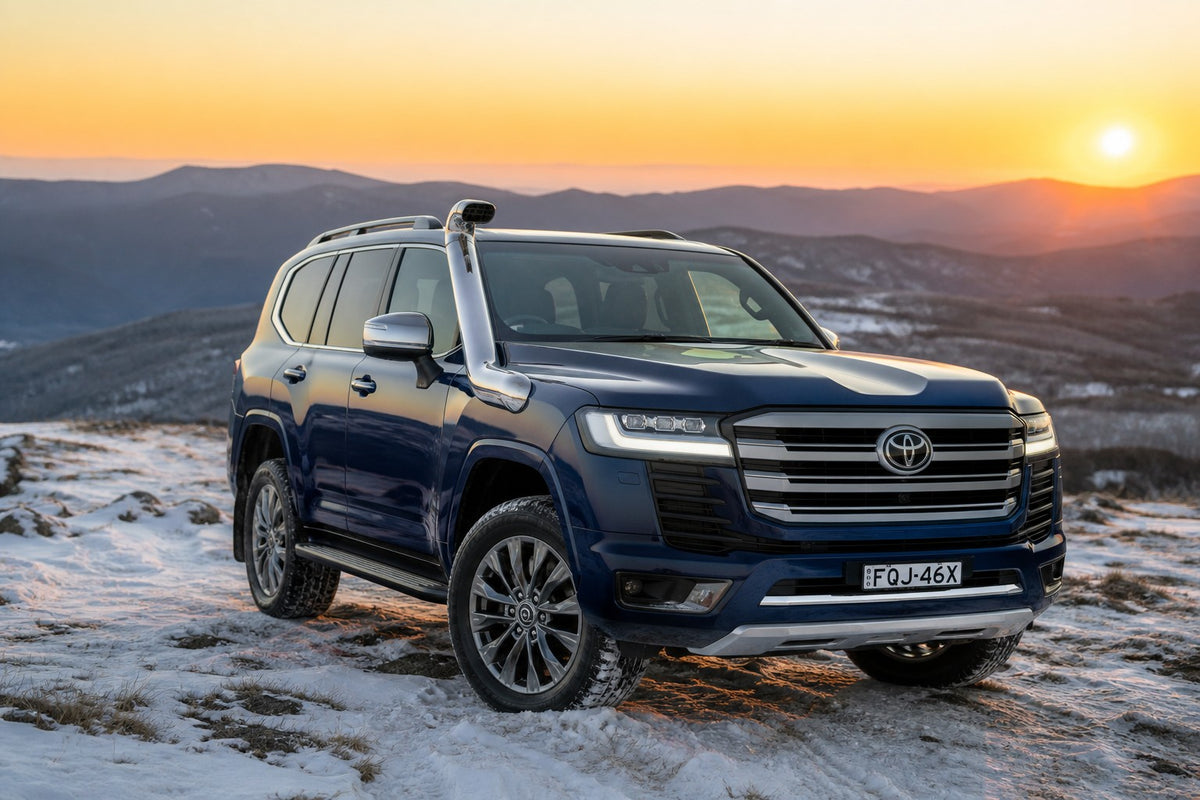 Saturn Blue Toyota LandCruiser 300 with stainless Roar 4x4 snorkel fitted